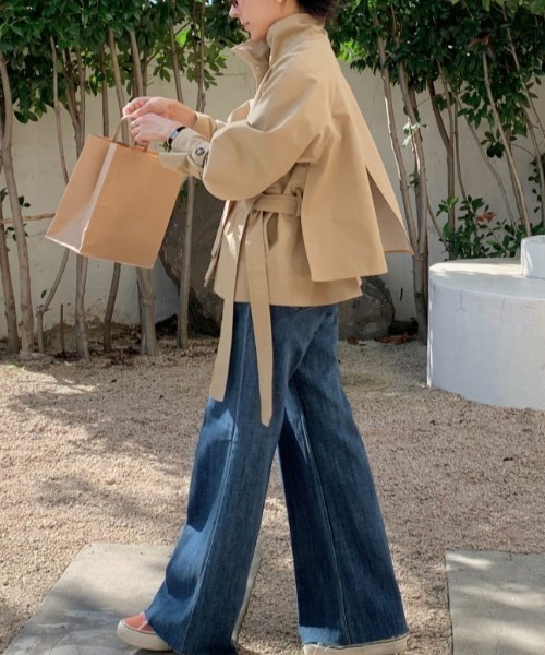 YUGA（ユーガ）の「YUGA_YGMC　　Korean-style  Short trench coat（トレンチコート・レディース・オフホワイト/ベージュ・FREE）」の16枚目の写真