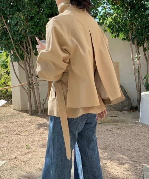 YUGA（ユーガ）の「YUGA_YGMC　　Korean-style  Short trench coat（トレンチコート・レディース・オフホワイト/ベージュ・FREE）」の19枚目の写真