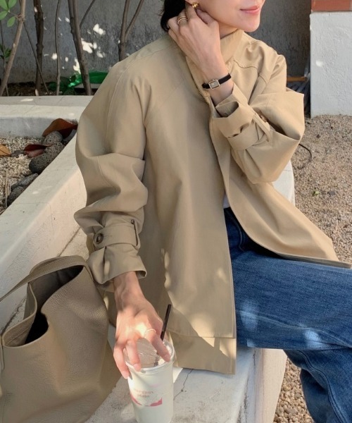 YUGA（ユーガ）の「YUGA_YGMC　　Korean-style  Short trench coat（トレンチコート・レディース・オフホワイト/ベージュ・FREE）」の14枚目の写真