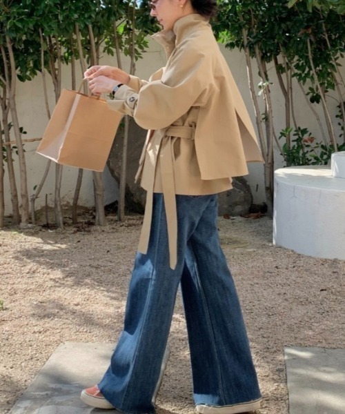 YUGA（ユーガ）の「YUGA_YGMC　　Korean-style  Short trench coat（トレンチコート・レディース・オフホワイト/ベージュ・FREE）」の11枚目の写真