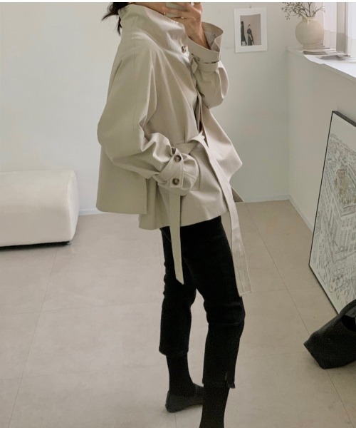 YUGA（ユーガ）の「YUGA_YGMC　　Korean-style  Short trench coat（トレンチコート・レディース・オフホワイト/ベージュ・FREE）」の22枚目の写真