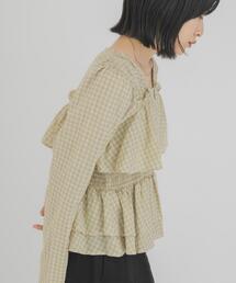 KBF（ケイビーエフ）の「チェックフリルペプラムブラウス（シャツ/ブラウス）」