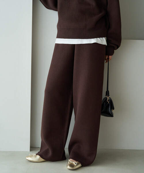 FREAK'S STORE(フリークスストア)の「限定展開 裏起毛 ニット イージー パンツ(その他パンツ・レディース・ナチュラル/ベージュ/ブラウン/ブラック/グリーン/ネイビー・MEDIUM/SMALL)」の3枚目の写真