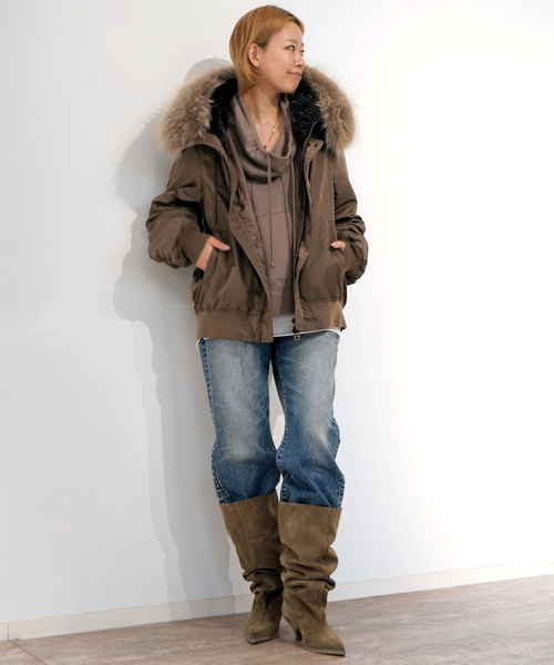 AP STUDIO(エーピーストゥディオ)の「【ELENA IACHI /エレナ イアチ】SUEDE LONG BOOTS(ブーツ・レディース・ブラック/ベージュ・38/39/36/37)」の7枚目の写真