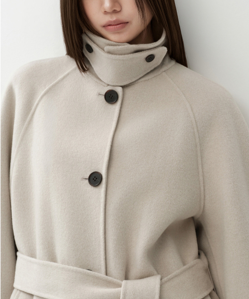 MUSINSA STANDARD WOMAN（ムシンサスタンダードウーマン）の「ウィメンズカシミヤブレンドハンドメイドハーフバルマカンローブコート[ダスティクリーム]（チェスターコート・レディース・その他・LARGE/MEDIUM/SMALL/X-SMALL）」の5枚目の写真