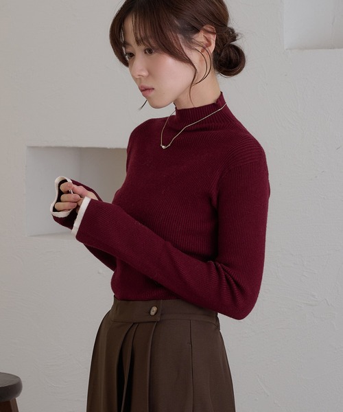 raffime(ラフィミー)の「【Raffime】袖配色杢リブニット(ニット/セーター・レディース・ベージュ/ブラック系その他/アイボリー/グリーン/ボルドー・フリー)」の19枚目の写真
