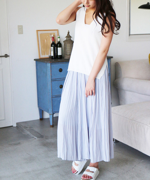 FREE'S MART（フリーズマート）の「消しプリーツワイドパンツ（その他パンツ・レディース・ベージュ/ブルー/ホワイト・FREE）」の3枚目の写真