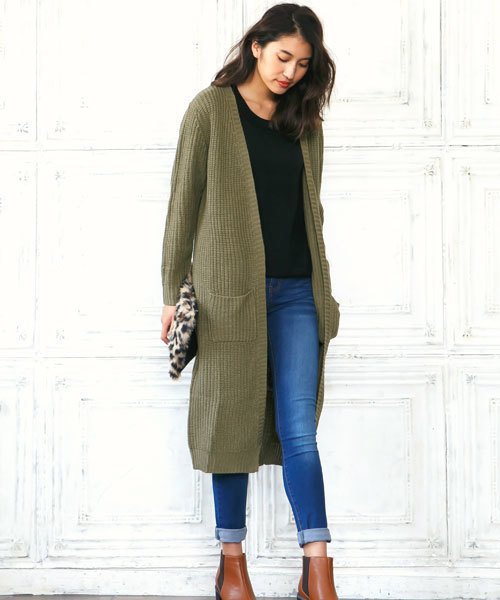 KOBE LETTUCE(コウベレタス)の「ローゲージニット ロングカーディガン(カーディガン/ボレロ・レディース・ホワイト系その他/ライトグレー/ネイビー/ライトカーキ/ライトベージュ/イエロー系その他/ブラック・ONE SIZE)」の5枚目の写真