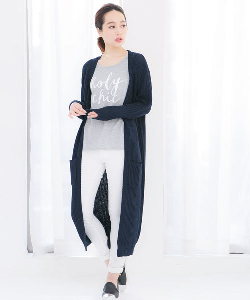 KOBE LETTUCE(コウベレタス)の「ローゲージニット ロングカーディガン(カーディガン/ボレロ・レディース・ホワイト系その他/ライトグレー/ネイビー/ライトカーキ/ライトベージュ/イエロー系その他/ブラック・ONE SIZE)」の6枚目の写真