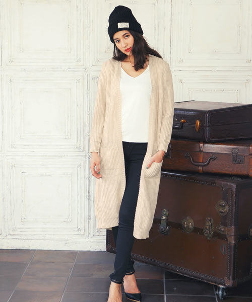 KOBE LETTUCE(コウベレタス)の「ローゲージニット ロングカーディガン(カーディガン/ボレロ・レディース・ホワイト系その他/ライトグレー/ネイビー/ライトカーキ/ライトベージュ/イエロー系その他/ブラック・ONE SIZE)」の4枚目の写真