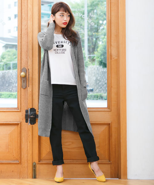 KOBE LETTUCE(コウベレタス)の「ローゲージニット ロングカーディガン(カーディガン/ボレロ・レディース・ホワイト系その他/ライトグレー/ネイビー/ライトカーキ/ライトベージュ/イエロー系その他/ブラック・ONE SIZE)」の3枚目の写真