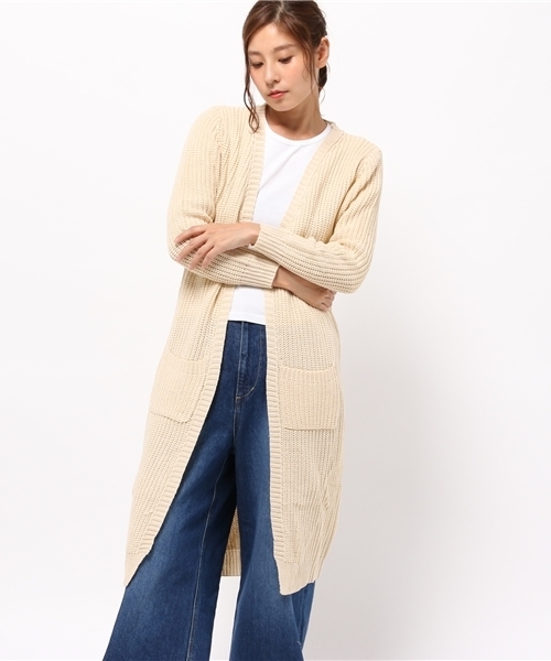 KOBE LETTUCE(コウベレタス)の「ローゲージニット ロングカーディガン(カーディガン/ボレロ・レディース・ホワイト系その他/ライトグレー/ネイビー/ライトカーキ/ライトベージュ/イエロー系その他/ブラック・ONE SIZE)」の18枚目の写真