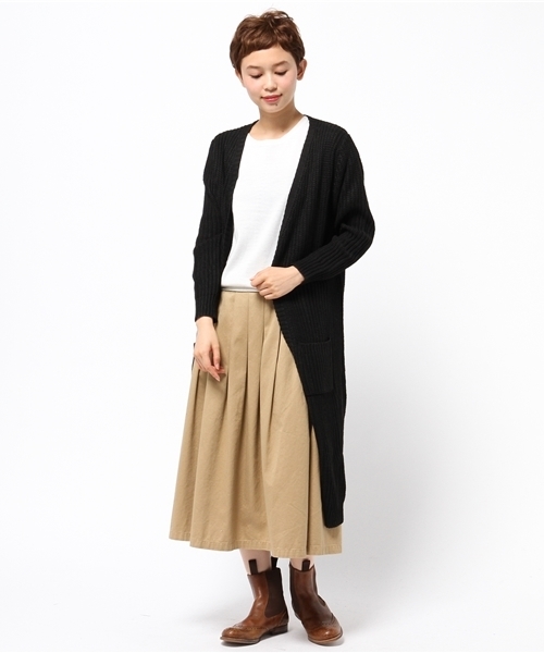 KOBE LETTUCE(コウベレタス)の「ローゲージニット ロングカーディガン(カーディガン/ボレロ・レディース・ホワイト系その他/ライトグレー/ネイビー/ライトカーキ/ライトベージュ/イエロー系その他/ブラック・ONE SIZE)」の2枚目の写真