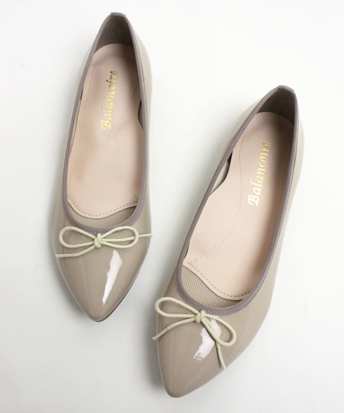 【防水加工】 レインストレッチエナメルポインテッドバレエシューズ 【MADE IN JAPAN】（バレエシューズ）｜Balancoire（ブランコアール）