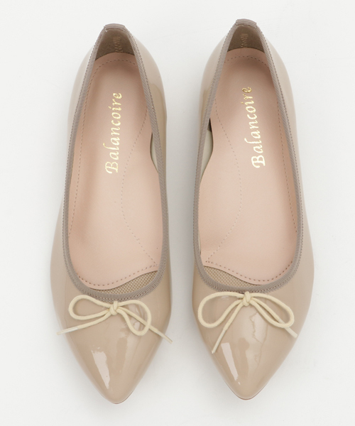 【防水加工】 レインストレッチエナメルポインテッドバレエシューズ 【MADE IN JAPAN】（バレエシューズ）｜Balancoire（ブランコアール）
