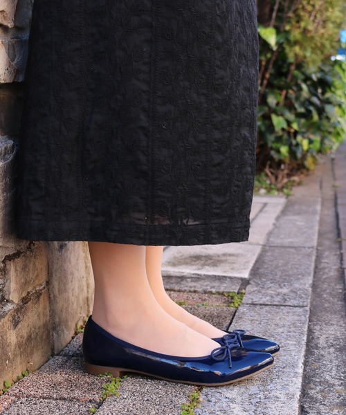 【防水加工】 レインストレッチエナメルポインテッドバレエシューズ 【MADE IN JAPAN】（バレエシューズ）｜Balancoire（ブランコアール）