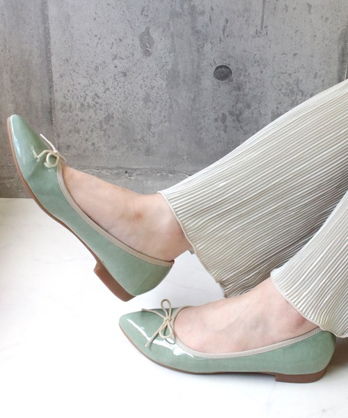 【防水加工】 レインストレッチエナメルポインテッドバレエシューズ 【MADE IN JAPAN】（バレエシューズ）｜Balancoire（ブランコアール）