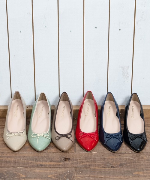 【防水加工】 レインストレッチエナメルポインテッドバレエシューズ 【MADE IN JAPAN】（バレエシューズ）｜Balancoire（ブランコアール）