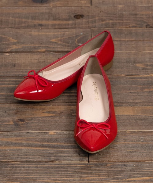 【防水加工】 レインストレッチエナメルポインテッドバレエシューズ 【MADE IN JAPAN】（バレエシューズ）｜Balancoire（ブランコアール）