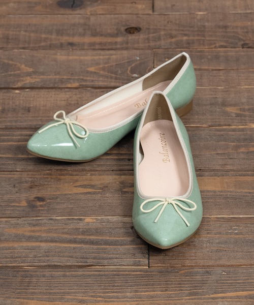 【防水加工】 レインストレッチエナメルポインテッドバレエシューズ 【MADE IN JAPAN】（バレエシューズ）｜Balancoire（ブランコアール）