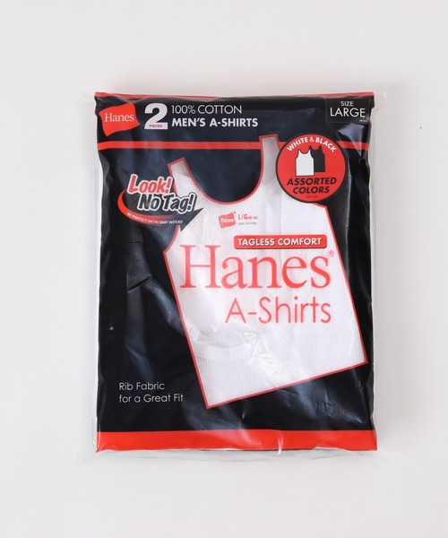 HANES（ヘインズ）の「【Hanes/ヘインズ】【2枚組】メンズ Aシャツ（タンクトップ・メンズ・ブラック/ホワイト/ヘザーグレー/その他1・SMALL/LARGE/MEDIUM）」の5枚目の写真