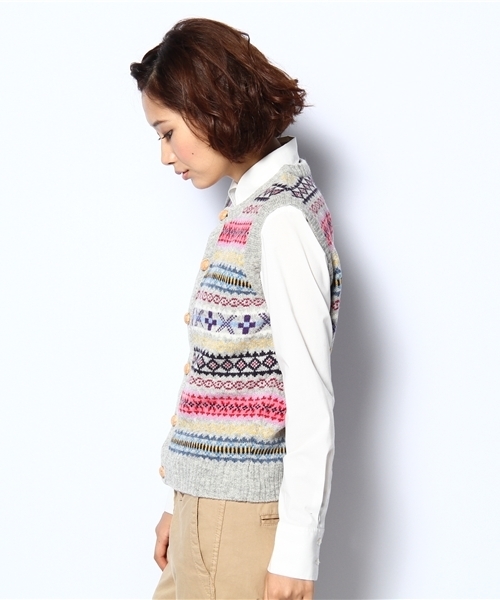 BEAMS BOY（ビームスボーイ）の「BEAMS BOY / 5Gフェアアイル ベスト（ベスト・レディース・ライトグレー/ライトブラウン/ネイビー/その他1・ONE SIZE）」の5枚目の写真