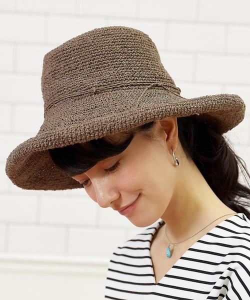 green label relaxing（グリーンレーベルリラクシング）の「CB ウォッシャブルワシツバヒロ ハット ◆（ハット・レディース・ブラック/ベージュ/ブラウン・FREE）」の2枚目の写真