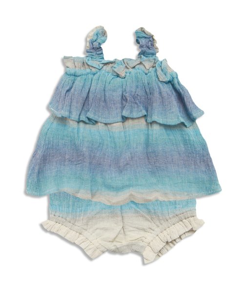 apres les cours（アプレレクール）の「グラデーションベビーキャミセットアップ（ロンパース・キッズ・ピンク/ブルー・80/70）」の2枚目の写真