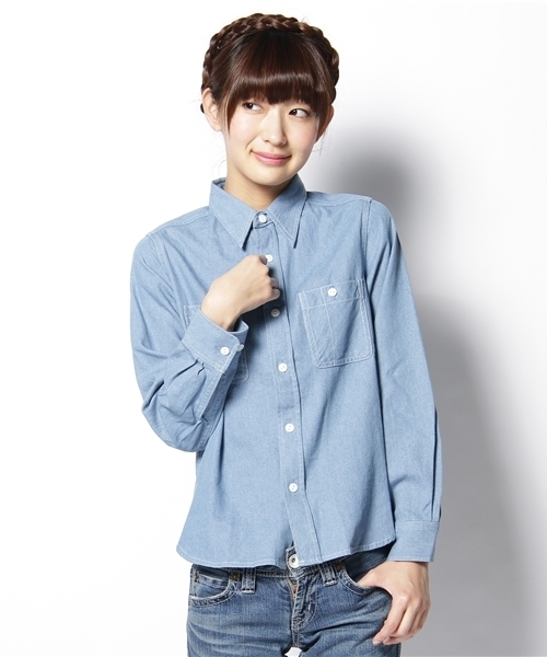 BEAMS BOY（ビームスボーイ）の「BEAMS BOY /　デニム ペニーワークシャツ **（シャツ/ブラウス・レディース・ブルー/ネイビー・ONE SIZE）」の2枚目の写真