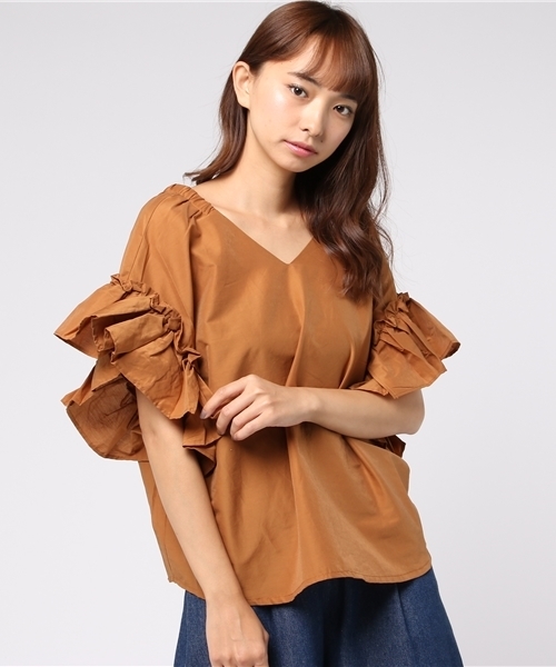 FREE'S MART（フリーズマート）の「Ｂａｃｋ釦フリルスリーブブラウス（シャツ/ブラウス・レディース・ブラック/ホワイト/ブラウン/ピンク・FREE）」の11枚目の写真