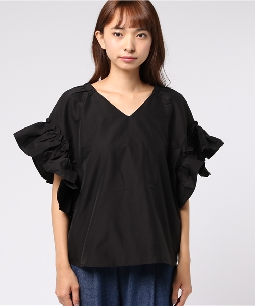 FREE'S MART（フリーズマート）の「Ｂａｃｋ釦フリルスリーブブラウス（シャツ/ブラウス・レディース・ブラック/ホワイト/ブラウン/ピンク・FREE）」の8枚目の写真