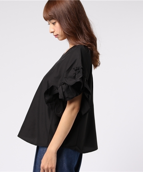 FREE'S MART（フリーズマート）の「Ｂａｃｋ釦フリルスリーブブラウス（シャツ/ブラウス・レディース・ブラック/ホワイト/ブラウン/ピンク・FREE）」の9枚目の写真