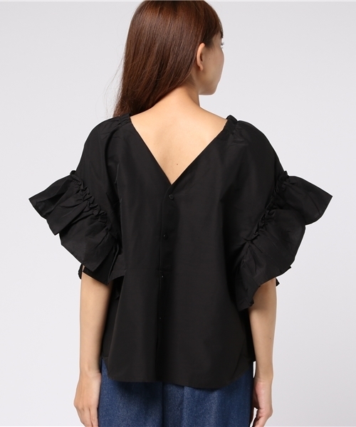 FREE'S MART（フリーズマート）の「Ｂａｃｋ釦フリルスリーブブラウス（シャツ/ブラウス・レディース・ブラック/ホワイト/ブラウン/ピンク・FREE）」の10枚目の写真