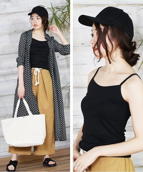 reca(レカ)の「コットン無地キャミソール(タンクトップ・レディース・ベージュ系その他/カーキ/チャコールグレー/グレー/オフホワイト/ネイビー/ブラック・L/LL/M)」の8枚目の写真