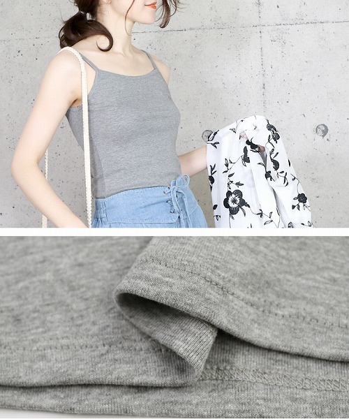 reca(レカ)の「コットン無地キャミソール(タンクトップ・レディース・ベージュ系その他/カーキ/チャコールグレー/グレー/オフホワイト/ネイビー/ブラック・L/LL/M)」の12枚目の写真