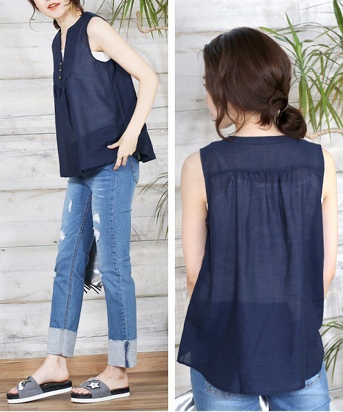 reca(レカ)の「コットン無地キャミソール(タンクトップ・レディース・ベージュ系その他/カーキ/チャコールグレー/グレー/オフホワイト/ネイビー/ブラック・L/LL/M)」の13枚目の写真