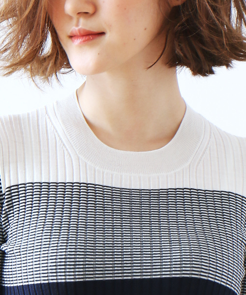 36Quatre-Neuf（カトルナフ）の「ハイゲージリブニット【BAILA 2017年11月号 P.61掲載】（ニット/セーター・レディース・レッド/ベージュ/グリーン系その他3/チャコールグレー/ブラック/その他1・FREE）」の7枚目の写真