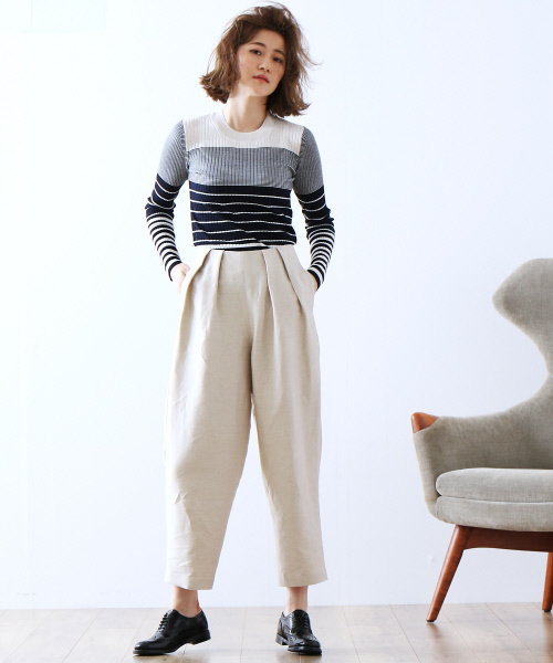 36Quatre-Neuf（カトルナフ）の「ハイゲージリブニット【BAILA 2017年11月号 P.61掲載】（ニット/セーター・レディース・レッド/ベージュ/グリーン系その他3/チャコールグレー/ブラック/その他1・FREE）」の15枚目の写真