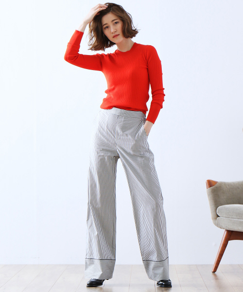 36Quatre-Neuf（カトルナフ）の「ハイゲージリブニット【BAILA 2017年11月号 P.61掲載】（ニット/セーター・レディース・レッド/ベージュ/グリーン系その他3/チャコールグレー/ブラック/その他1・FREE）」の13枚目の写真