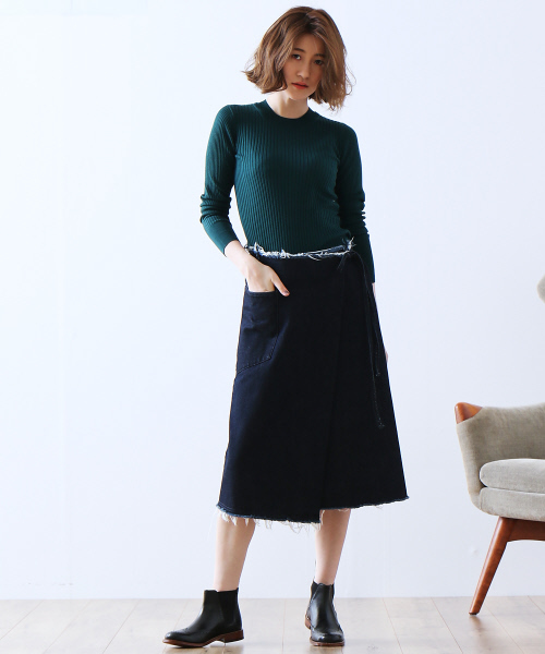 36Quatre-Neuf（カトルナフ）の「ハイゲージリブニット【BAILA 2017年11月号 P.61掲載】（ニット/セーター・レディース・レッド/ベージュ/グリーン系その他3/チャコールグレー/ブラック/その他1・FREE）」の12枚目の写真