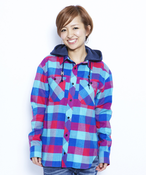 X-girl（エックスガール）の「COLORFUL PLAID SHIRT（シャツ/ブラウス・レディース・ブラック/グリーン/ブルー/ピンク/レッド/オレンジ・1/2）」の5枚目の写真