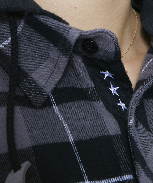 X-girl（エックスガール）の「COLORFUL PLAID SHIRT（シャツ/ブラウス・レディース・ブラック/グリーン/ブルー/ピンク/レッド/オレンジ・1/2）」の9枚目の写真