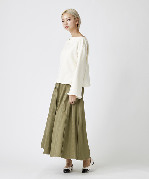 Velvet BY NOISE MAKER（ベルベッドバイノイズメーカー）の「ハイウエストタックマキシスカート（スカート・レディース・ベージュ/レッド/カーキ・FREE）」の22枚目の写真