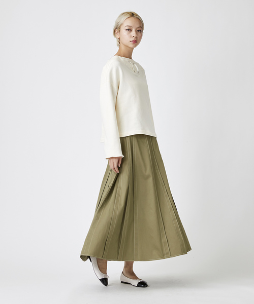 Velvet BY NOISE MAKER（ベルベッドバイノイズメーカー）の「ハイウエストタックマキシスカート（スカート・レディース・ベージュ/レッド/カーキ・FREE）」の10枚目の写真