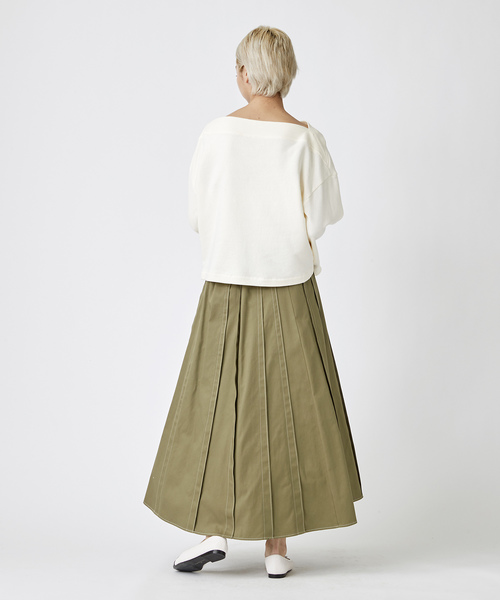 Velvet BY NOISE MAKER（ベルベッドバイノイズメーカー）の「ハイウエストタックマキシスカート（スカート・レディース・ベージュ/レッド/カーキ・FREE）」の12枚目の写真