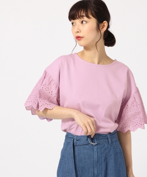 LOWRYS FARM（ローリーズファーム）の「ソデスカラッププルオーバー　789674 （Tシャツ/カットソー・レディース・オフホワイト/パープル/ネイビー/ブラック・LARGE/MEDIUM）」の4枚目の写真