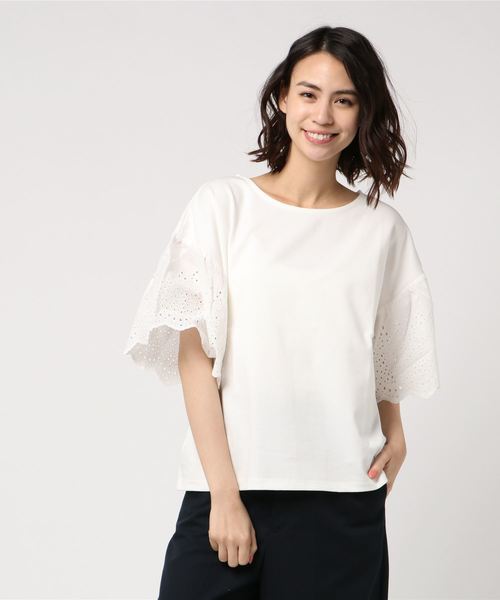 LOWRYS FARM（ローリーズファーム）の「ソデスカラッププルオーバー　789674 （Tシャツ/カットソー・レディース・オフホワイト/パープル/ネイビー/ブラック・LARGE/MEDIUM）」の17枚目の写真