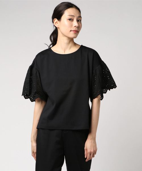 LOWRYS FARM（ローリーズファーム）の「ソデスカラッププルオーバー　789674 （Tシャツ/カットソー・レディース・オフホワイト/パープル/ネイビー/ブラック・LARGE/MEDIUM）」の16枚目の写真