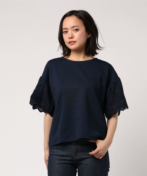 LOWRYS FARM（ローリーズファーム）の「ソデスカラッププルオーバー　789674 （Tシャツ/カットソー・レディース・オフホワイト/パープル/ネイビー/ブラック・LARGE/MEDIUM）」の15枚目の写真