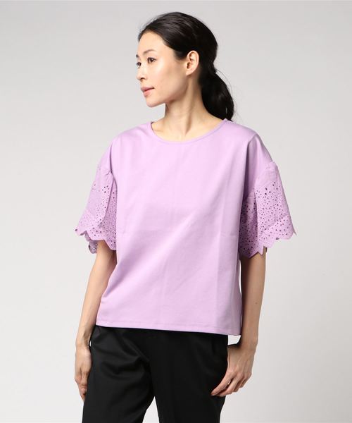 LOWRYS FARM（ローリーズファーム）の「ソデスカラッププルオーバー　789674 （Tシャツ/カットソー・レディース・オフホワイト/パープル/ネイビー/ブラック・LARGE/MEDIUM）」の14枚目の写真